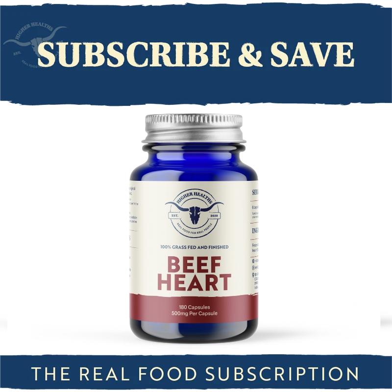 Higher Healths, Beef Heart Subscription, 180 capsules, delivered monthly